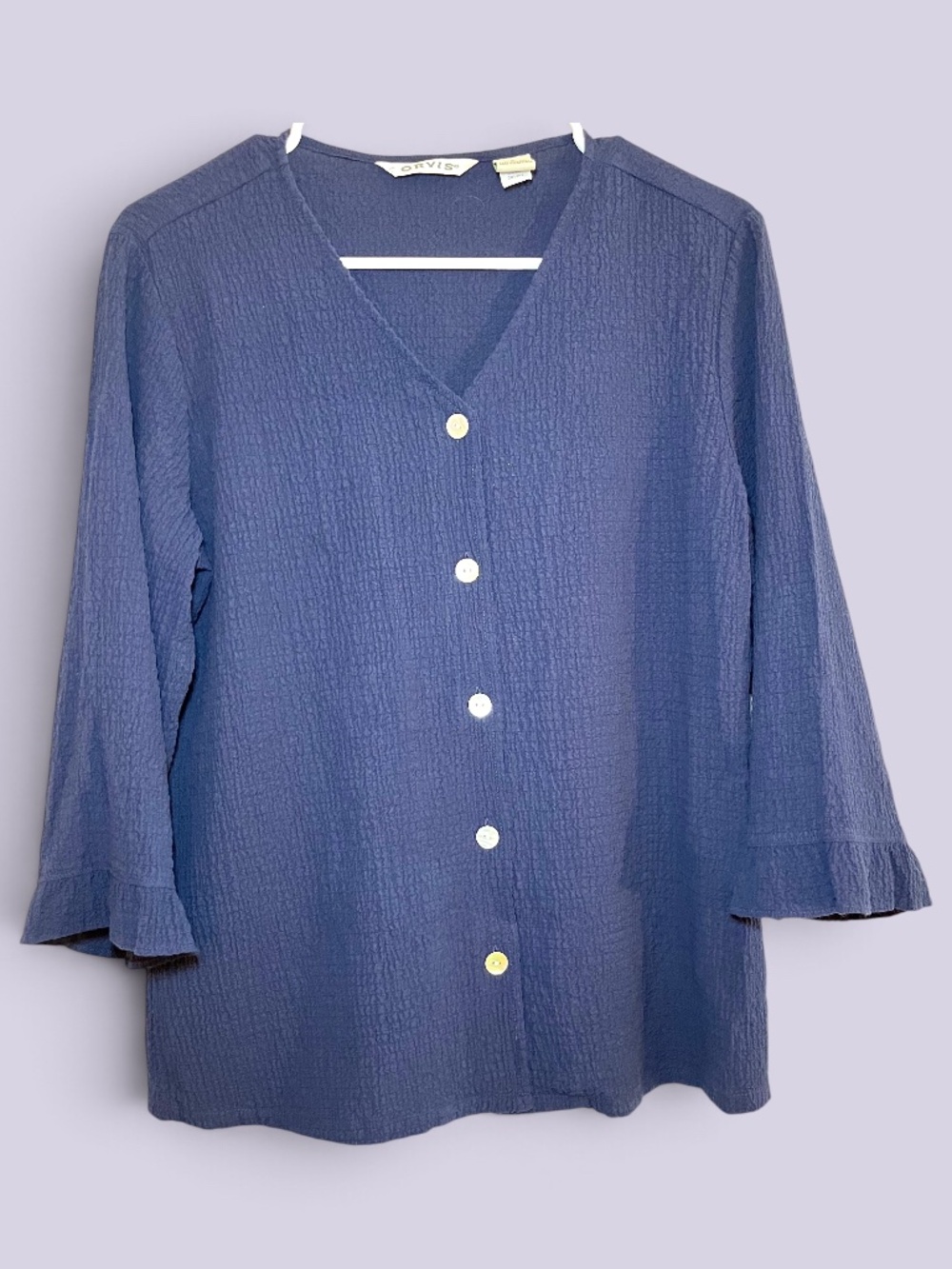 Orvis Classic Collection Slate Blue Lightweight Blouse Layering Piece Size Small